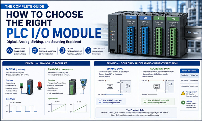 Cara Memilih Modul I/O PLC yang Tepat: Penjelasan Digital, Analog, Tenggelam dan Penyumberan