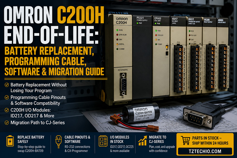 Akhir Hayat Omron C200H: Penggantian Bateri, Kabel Pengaturcaraan, Perisian & Panduan Migrasi